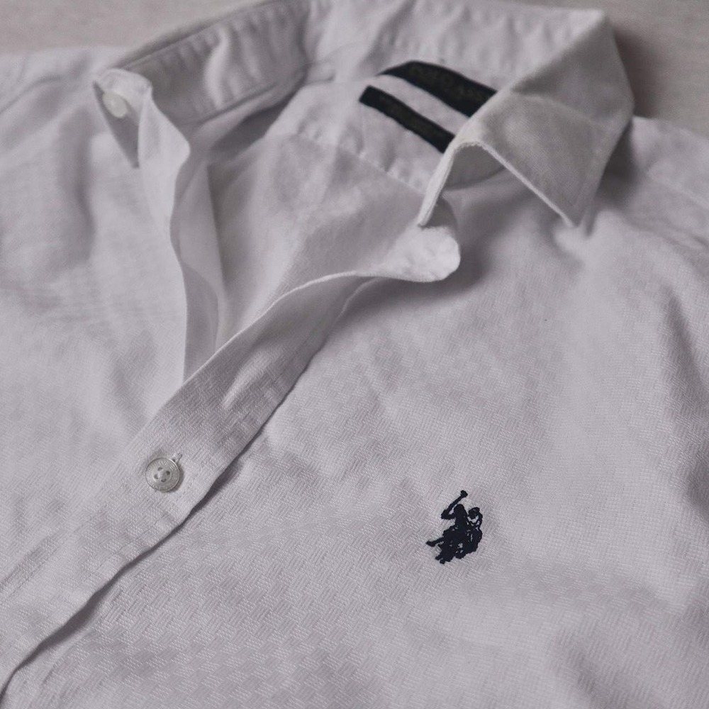 US Polo Assn Mens White Wrinkle Resistant Dress Shirt Long Sleeve 16.5 34/35